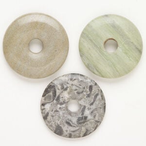 Multi-gemstone / glass 1pkg3, donut focal mix 39-41mm