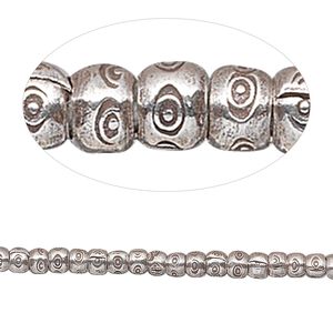 Bead 1pkg1 sterling silver, 3mm fancy rondelle, antiqued 8 inch Hill Tribes