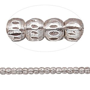 Bead 1pkg1 sterling silver, 3mm textured rondelle, antiqued 8 inch Hill Tribes