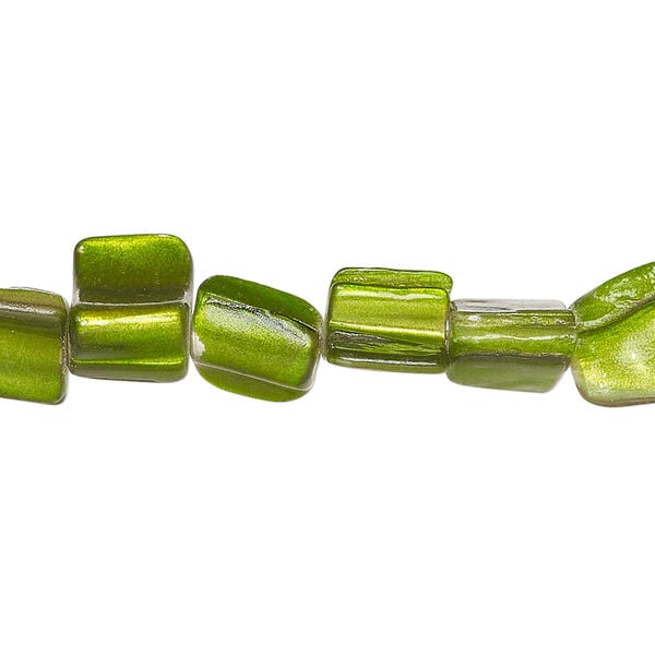 Mother-of-pearl shell 1pkg1, triangle tube bead 14 inch bright green 6x6mm-12x9mm image number 0
