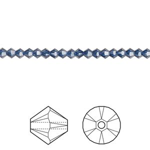 Bead 48pk dark sapphire, Crystal Passions&reg; Regenerated 3mm bicone 5328