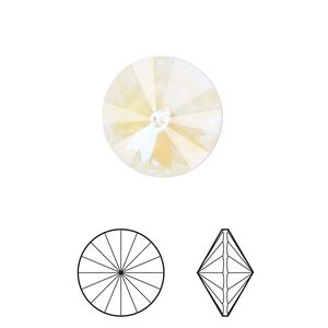 Chaton 2pk crystal ultra white AB, Crystal Passions&reg; 14mm rivoli 1122