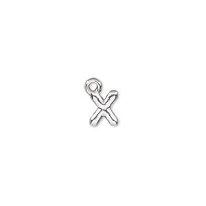Charm, silver-finished "pewter" (zinc-based alloy), 8x6mm alphabet letter X. Sold per pkg of 2.