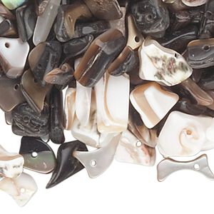 Mother-of-pearl / brown lip shell 1pkg1.5lb, chip bead mix small to extra-large