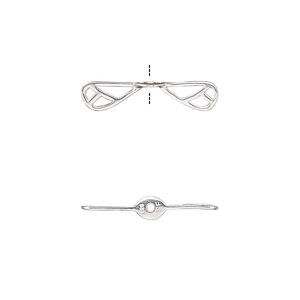Bead 1pkg1 sterling silver, 20x4mm dragonfly wing / cutout / 2sided, Amoracast&reg;