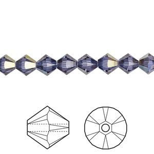 Bead 24pk tanzanite starlight, Crystal Passions&reg; 6mm bicone 5328