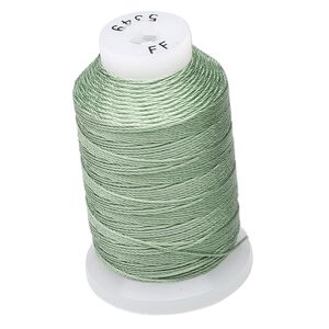 Thread, Purely Silk&trade;, medium green, size FF. Sold per 115-yard spool.