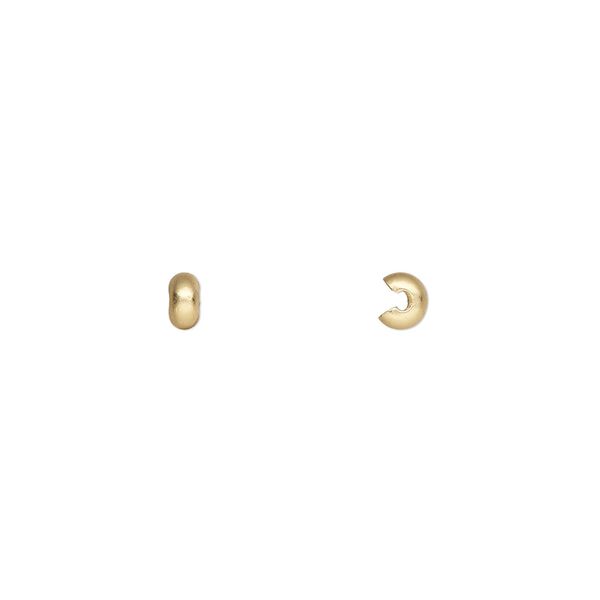 Crimp cover, gold-plated brass with satin finish, 3mm round. Sold per pkg of 10. image number 0