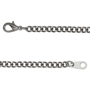 Chain 1pkg1 curb, 3mm / lobster claw clasp, gunmetal-finished steel 20 inch