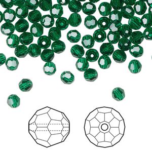 Bead 144pk majestic green, Crystal Passions&reg; 4mm round 5000