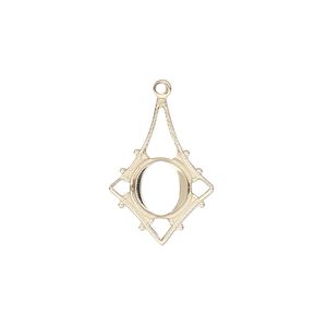 Drop, glue-in, 14Kt gold-filled, 19.5x14mm kite with 7mm round setting and open back. Sold individually.