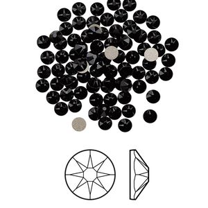 Flat back 1440pk jet foil back, Swarovski&reg; 3-3.2mm rose round SS12 2088
