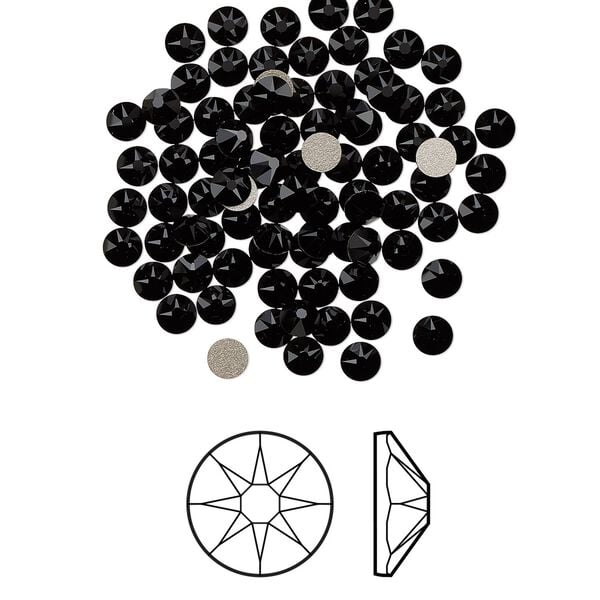 Flat back 1440pk jet foil back, Swarovski&reg; 3-3.2mm rose round SS12 2088 image number 0