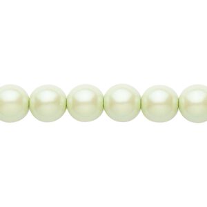 Bead, Czech pearl-coated glass druk, opaque iridescent light green, 8mm round. Sold per 15-1/2" to 16" strand.