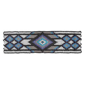 Component, glass, multicolored, 6-1/4 x 1-3/4 inch double-sided rectangle with diamond and line pattern. Sold individually.