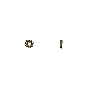 Bead 1pkg24 brass-finished "pewter", 4x2mm rondelle / dots, antique