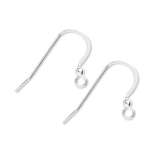 Ear wire fishhook 1pkg1000 sterling silver, 17mm flat / 2.5mm ball / open loop, 20 gauge 500 pair