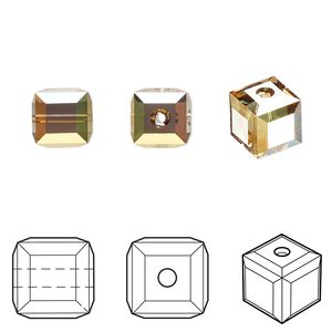 Bead 96pk crystal metallic sunshine, Swarovski&reg; 8mm cube 5601