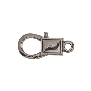 Clasp lobster claw 1pkg8 gunmetal-plated "pewter" (zinc alloy), 22x12.5mm double-sided 1-strand