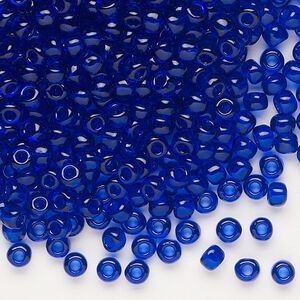 Seed bead, Dyna-Mites&trade;, glass, transparent cobalt, #6 round. Sold per 40-gram pkg.