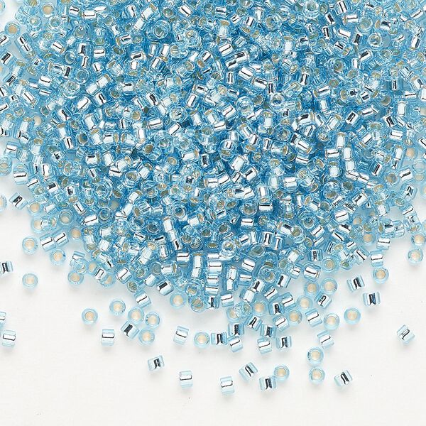 Seed bead, Delica&reg;, glass, pkg/250g, #11 round, transparent silver-lined aqua (DB-0044). image number 0