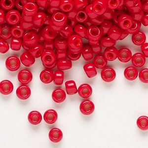 Seed bead, Miyuki 1pkg250g glass, #6 rocaille, opaque semi-matte bright red / outside dyed  (RR-1684)