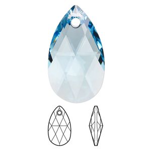Drop 36pk aquamarine, Swarovski&reg; 28x17mm pendant pear 6106