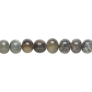 Black spotted quartz 1pkg1, hand-cut uneven round / rondelle bead natural 14 inch 6-7mm / 7x5mm