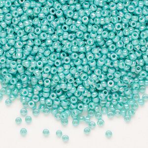 Seed bead, Miyuki, glass, pkg/25g, #11 rocaille, opaque rainbow sea opal, (RR-485).