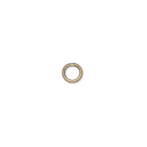 Jump ring 1pkg500 gold-plated, 6mm soldered closed round, 18 gauge / 4.2mm inside diameter / brass / antique