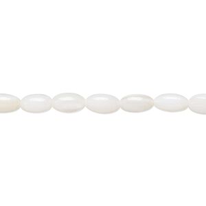 Mother-of-pearl shell 1pkg1, oval bead 15.5 to 16 inch white 7x4mm
