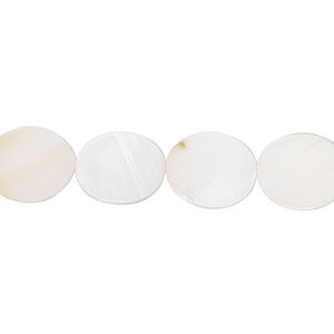 Mother-of-pearl shell 1pkg1, flat oval bead 15 inch 12x10mm