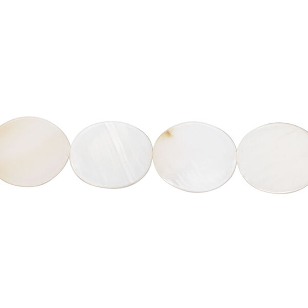 Mother-of-pearl shell 1pkg1, flat oval bead 15 inch 12x10mm image number 0