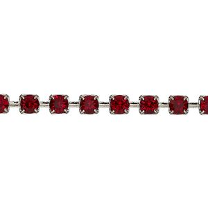 Cupchain, VINTAGE Crystal&trade;, imitation rhodium-plated brass and crystal, Siam, 4.2mm square. Sold per pkg of 1 meter.