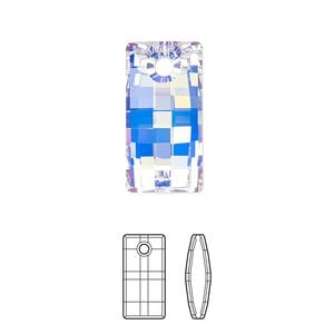Drop 1pk crystal AB, Crystal Passions&reg; 20x10mm pendant urban 6696