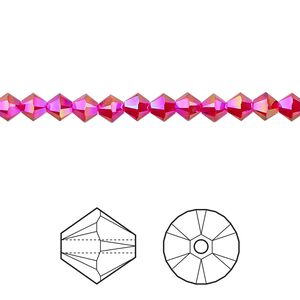 Bead 48pk light Siam shimmer 2X, Crystal Passions&reg; 4mm bicone 5328