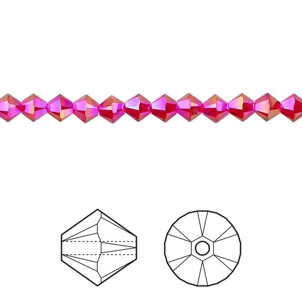 Bead 48pk light Siam shimmer 2X, Crystal Passions&reg; 4mm bicone 5328 image number 0