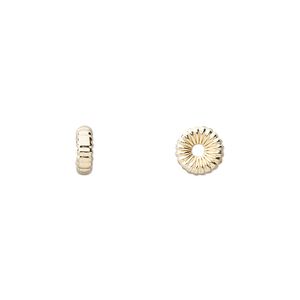 Bead 1pkg4 14Kt gold-filled, 7x2.5mm corrugated rondelle