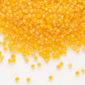 Seed bead, Dyna-Mites&trade;, glass, pkg/1/2kg, #11 round, translucent frosted rainbow orange, (6FAB 11/0 RR).