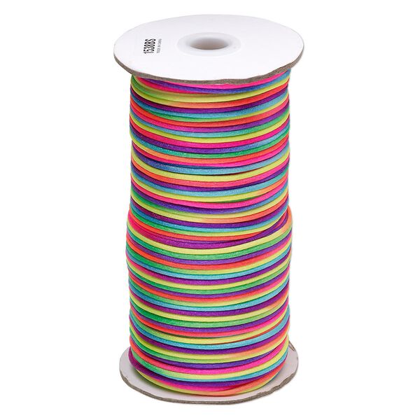 Cord, Satinique&trade;, satin, confetti, 2mm regular. Sold per 400-foot spool. image number 0
