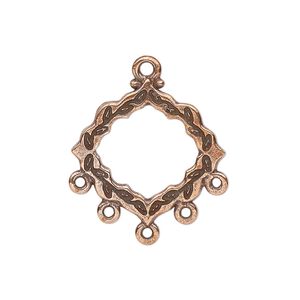 Connector, TierraCast&reg;, antique copper-plated pewter, 22.5x21.5mm double-sided scalloped diamond with ivy cathedral design. Sold individually.