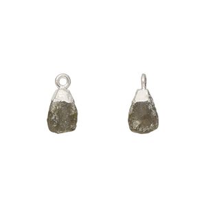 Drop 1pkg1, sterling silver and electrocoated labradorite (natural), 8x5mm-9x7mm hand-cut nugget