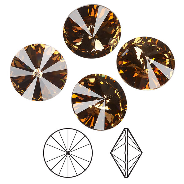 Chaton 1pkg144 light smoked topaz foil back, Swarovski&reg; ReCreated&trade;, 14mm rivoli 1122 image number 0