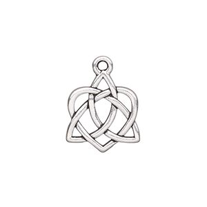 Charm, TierraCast&reg;, antique silver-plated "pewter" (tin-based alloy), 17x16mm double-sided Celtic heart with cutout design. Sold per pkg of 20.