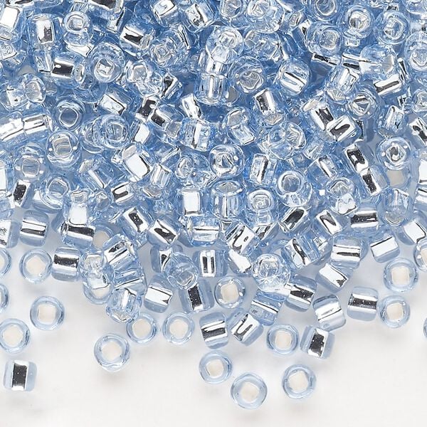 Seed bead, Dyna-Mites&trade;, glass, silver-lined translucent pale blue, #6 round with square hole. Sold per 1/2 kilogram pkg. image number 0