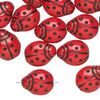 Bead 1pkg30, Czech pressed glass, opaque red and black, 13x11mm ladybug. image number 1