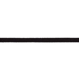 Cord, velveteen and rubber, black, 2.5mm round with 1.1mm hole. Sold per pkg of 25 feet.