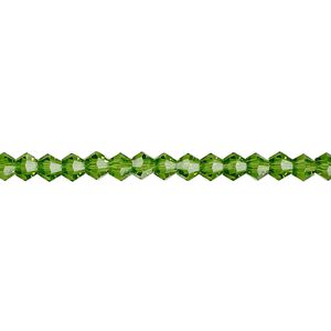 Bead 1pk transparent green, Celestial Crystal&reg; 4mm bicone 15.5-16 inch