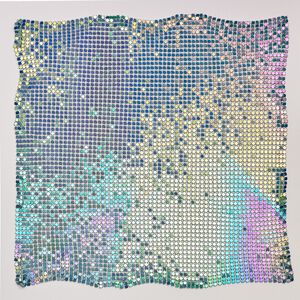 Sequin sheet, anodized aluminum, rainbow blue, 8-inch single-sided square with 3mm sequins, 1.5mm thick. Sold individually.