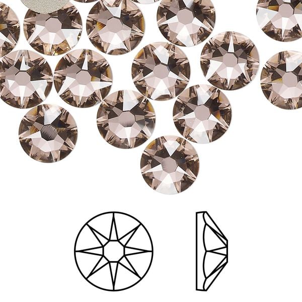 Flat back 144pk vintage rose foil back, Swarovski&reg; 8.412-8.672mm rose round SS40 2088 image number 0